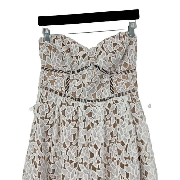 Lulu's Womens Size Medium Pinnacle of Prestige Ivory Lace Midi Strapless Dress - Picture 2 of 5